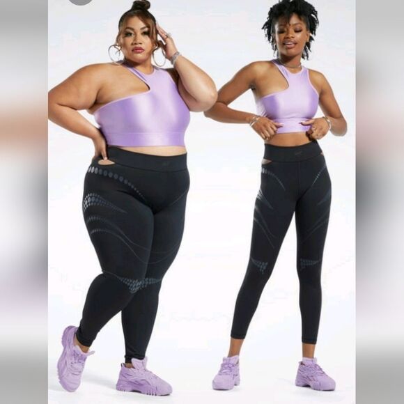 Cardi B x Reebok 4x 26/28 NWT Black Cut-Out Leggings GYM WORKOUT Activewear - Picture 4 of 16